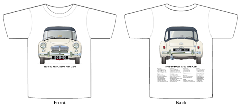 MGA Twin Cam 1958-60 T-shirt Front & Back